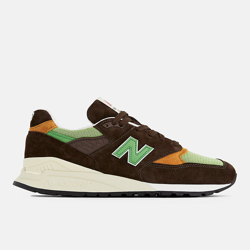 New Balance Made in USA 998 Shoes Brown with Green